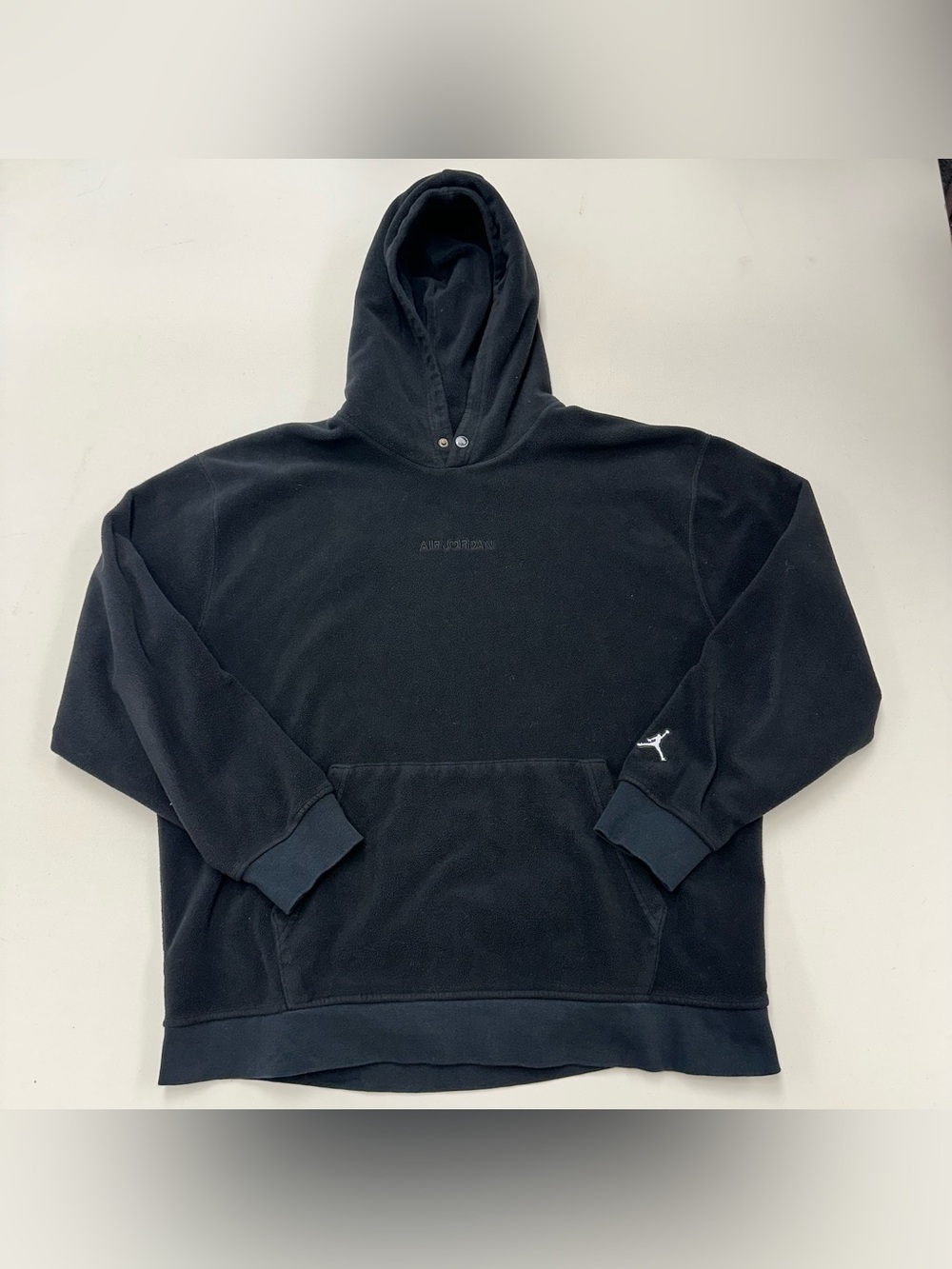 NIKE Air Jordan Hoodie Mens XL Black Plush Fleece Jumpman Logo Sweatshirt